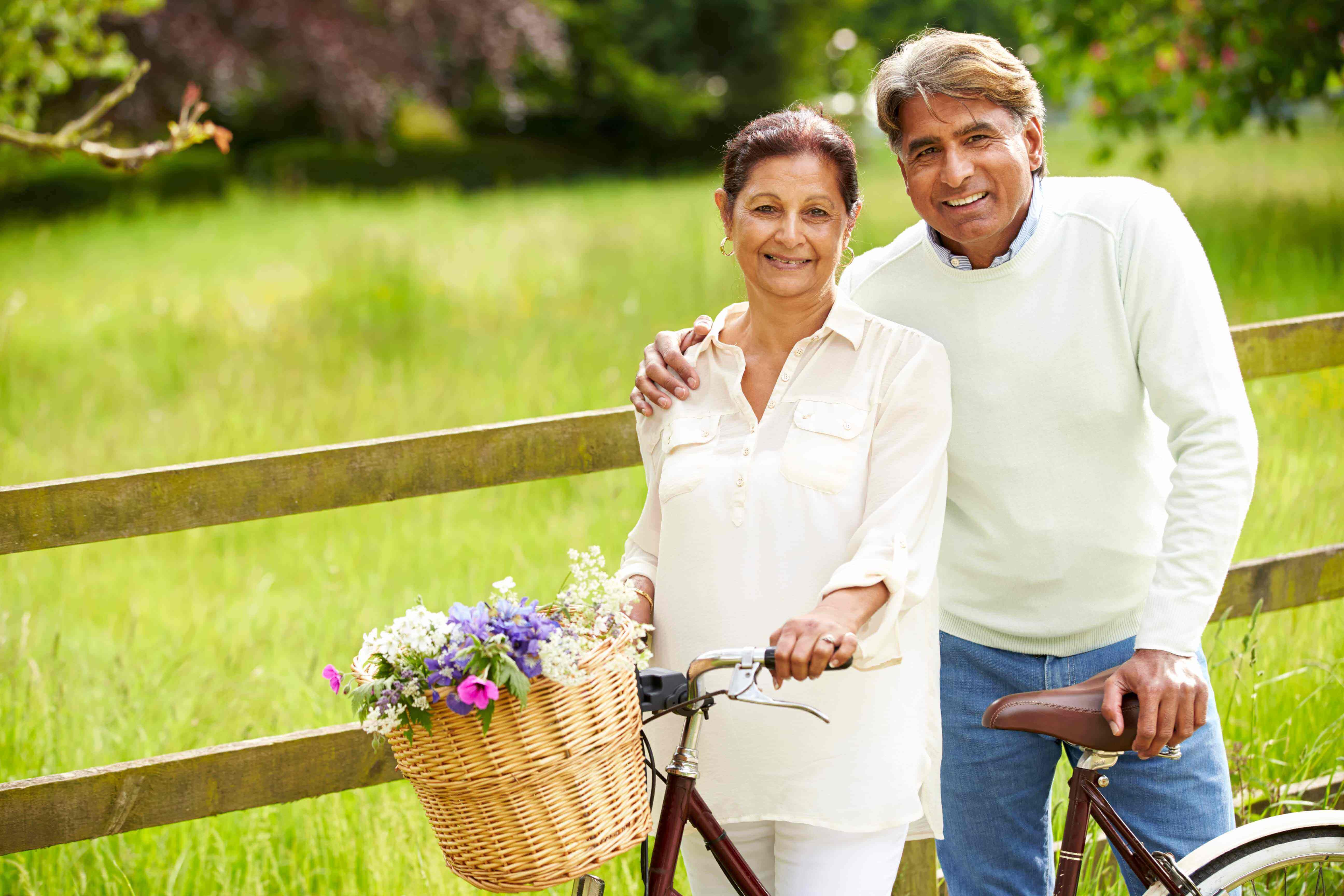 Couple embracing outdoors
